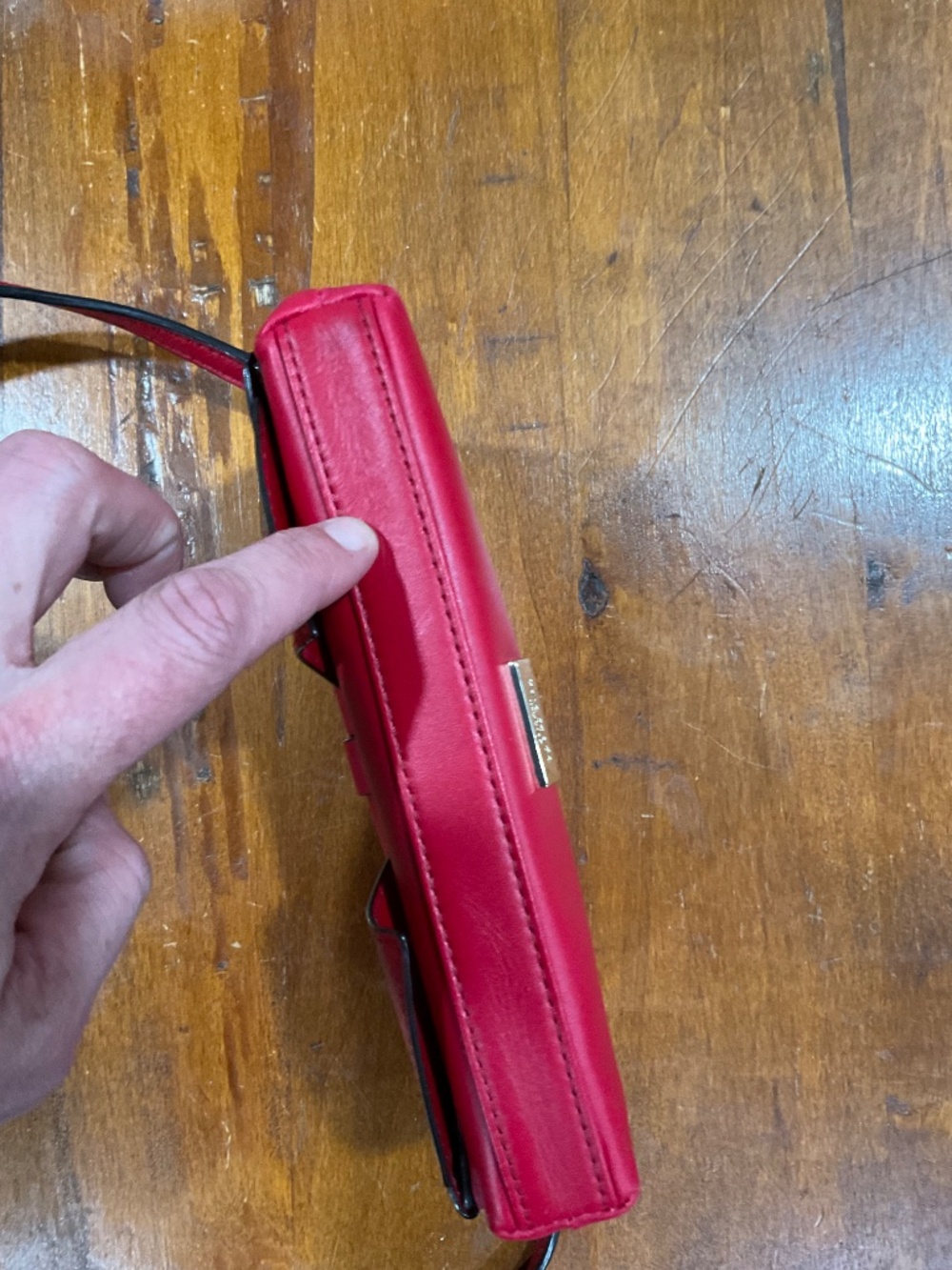 Kate Spade New York Red Smooth Leather Bow Crossbody Bag Flap Clutch - Picture 8 of 11